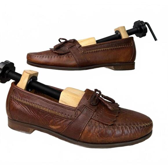 Vito Rufalo Mens Loafers Kiltie Tassels All Leather US 10 Made in Italy - Picture 1 of 9